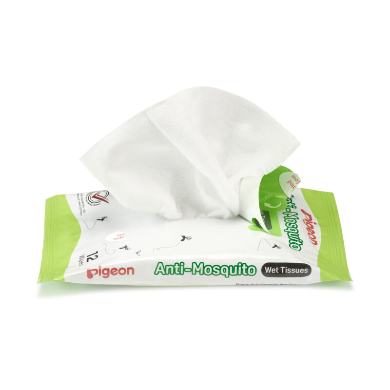 Pigeon Anti Mosquito Wet Wipes DEET Free Insect Repellent   79502 Anti Mosquito Wet Tissues 12 Wipes Packaging Front Fan 3000x3000 1 Scaled E1665133027659 