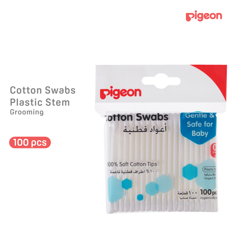 Cotton Swabs Plastic Stem 100 pcs Pigeon